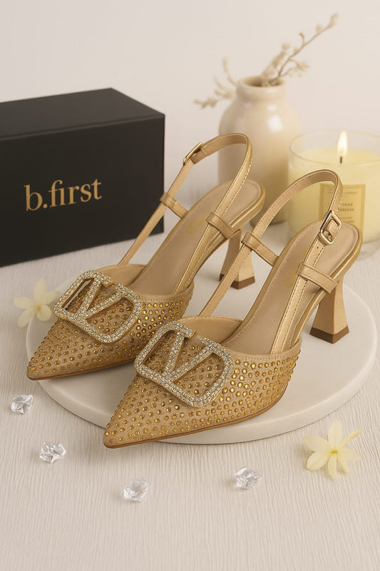 Women’s Sorento Slingback Heels – Morelto Gold | Greenes Shoes