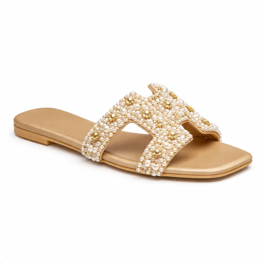 Premium Pearl Embellished Slippers –